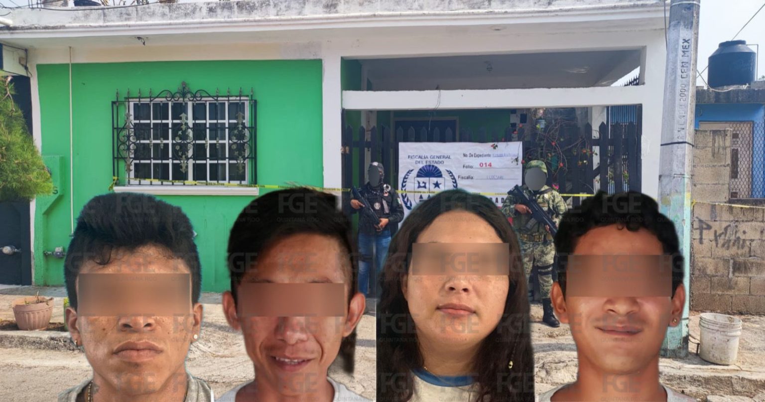 Detienen a cuatro personas y aseguran drogas en cateo en una casa de Chetumal