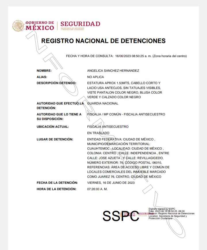 Dan un año de prisión preventiva a jueza de Veracruz detenida en Ciudad de México - registro-de-detencion-de-la-jueza-angelica-sanchez