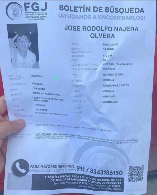 Desaparece joven estadounidense en Ciudad Victoria, Tamaulipas - jose-rodolfo-najera-olvera-estadounidense-827x1024