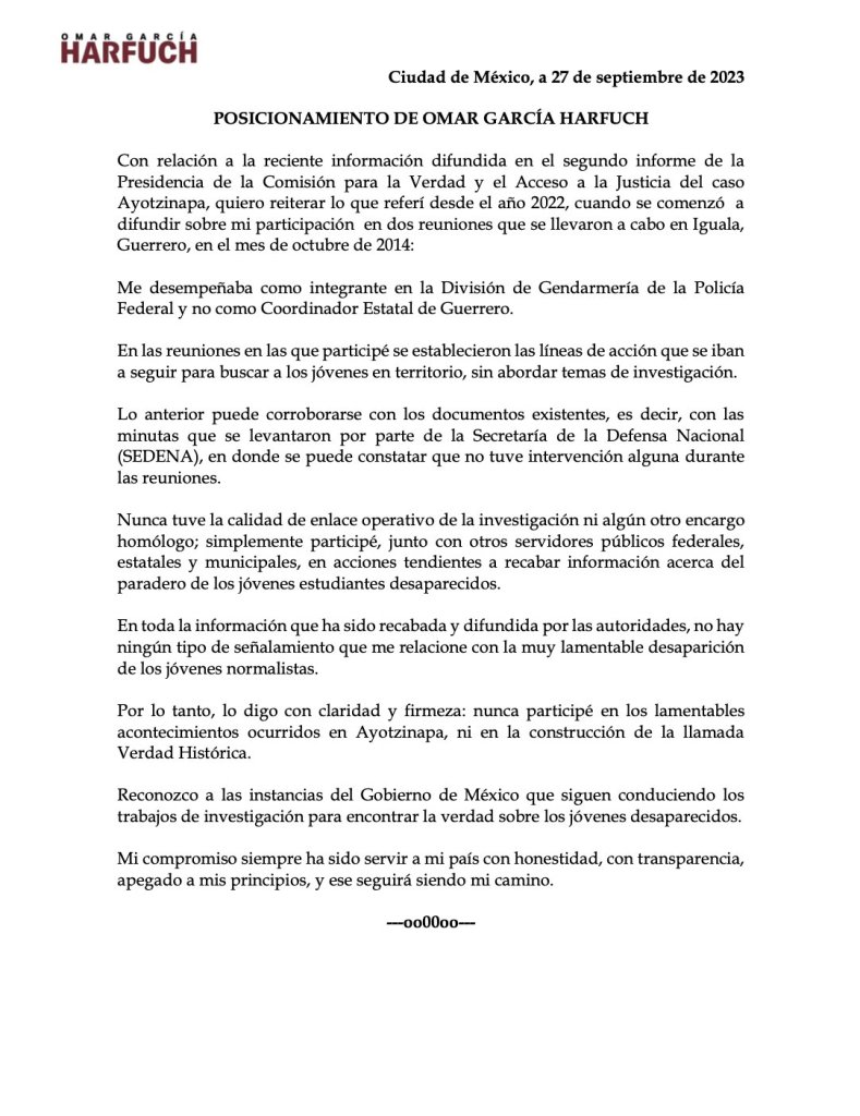"Nunca participé en los acontecimientos ocurridos en Ayotzinapa": García Harfuch - garcia-harfuch-789x1024