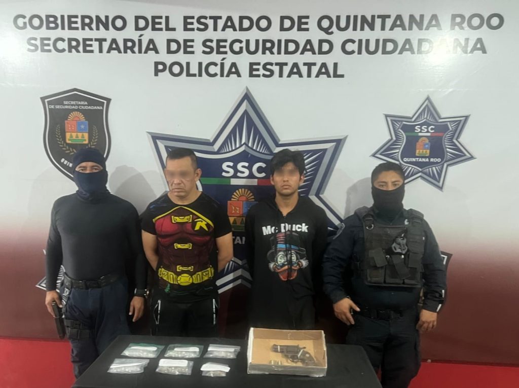 Caen dos sicarios armados y con drogas en el Porvenir de Cancún