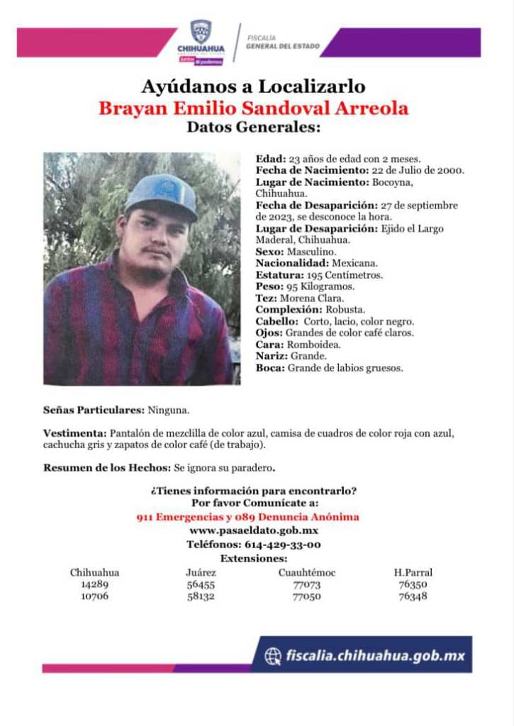 Desaparecen 4 jóvenes en Chihuahua; investigan posible relación entre casos - bryan-emilio-sandoval-arreola-725x1024