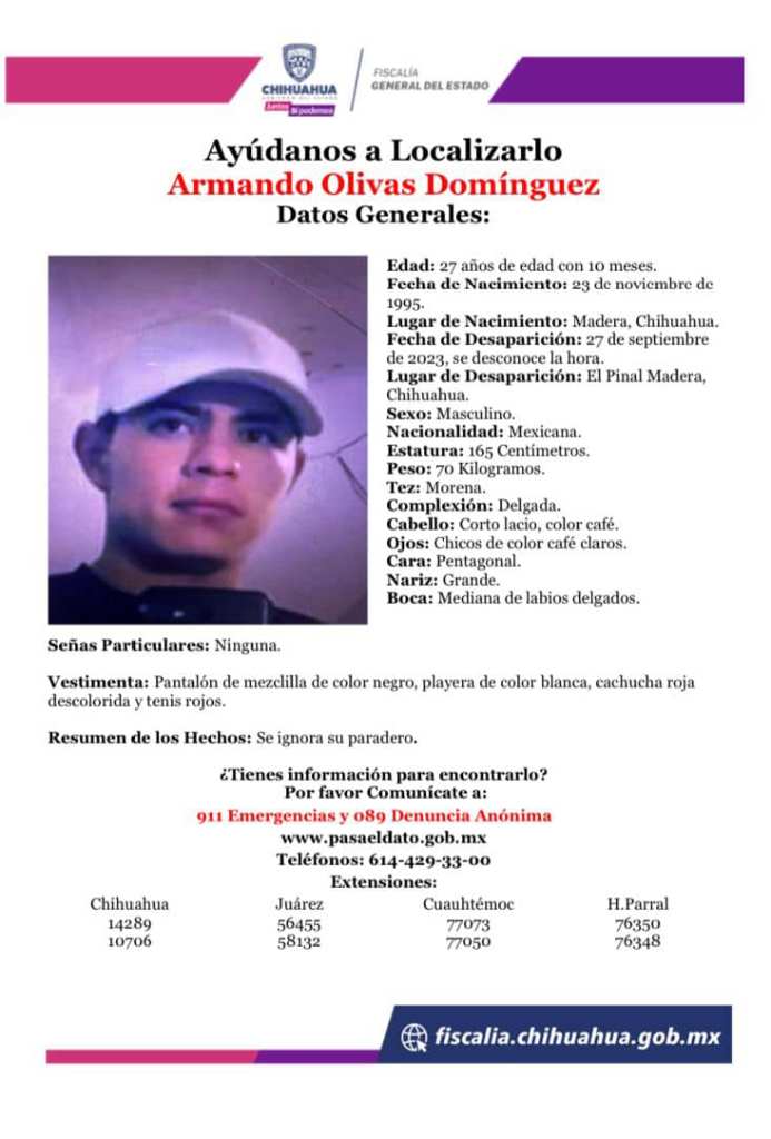 Desaparecen 4 jóvenes en Chihuahua; investigan posible relación entre casos - armando-olivas-dominguez-693x1024