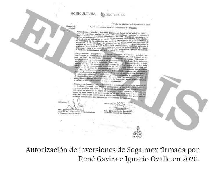 René Gavira señala a Ignacio Ovalle de fraude en Segalmex - autorizacion-de-inversiones-de-segalmex-firmada-por-rene-gavira-e-ignacio-ovalle