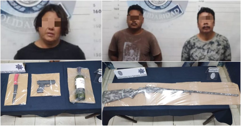 Arrestan a 3 personas con una escopeta y una replica de arma