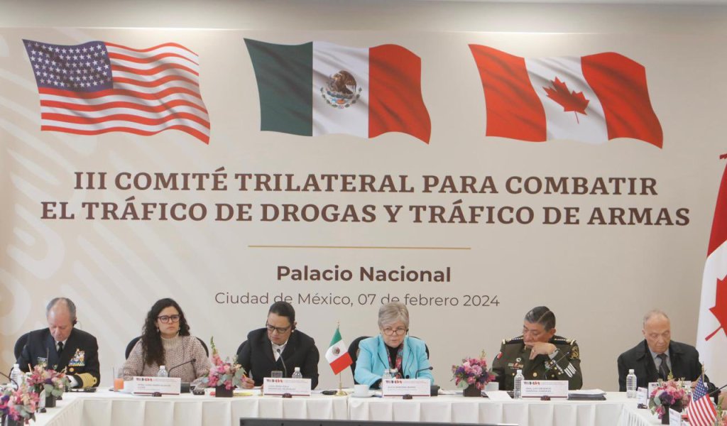 México, EE.UU. y Canadá trabajarán para contrarrestar flujos de drogas ilícitas y armas. Foto de X SRE