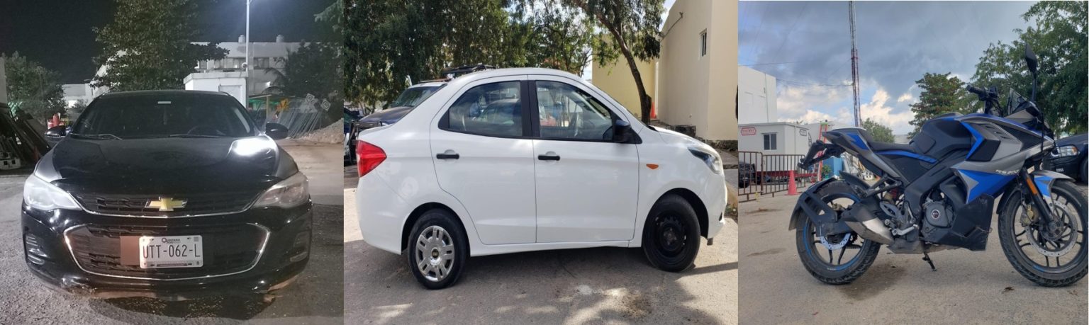 Recupera policía de Solidaridad tres vehículos robados; un chetumaleño detenido