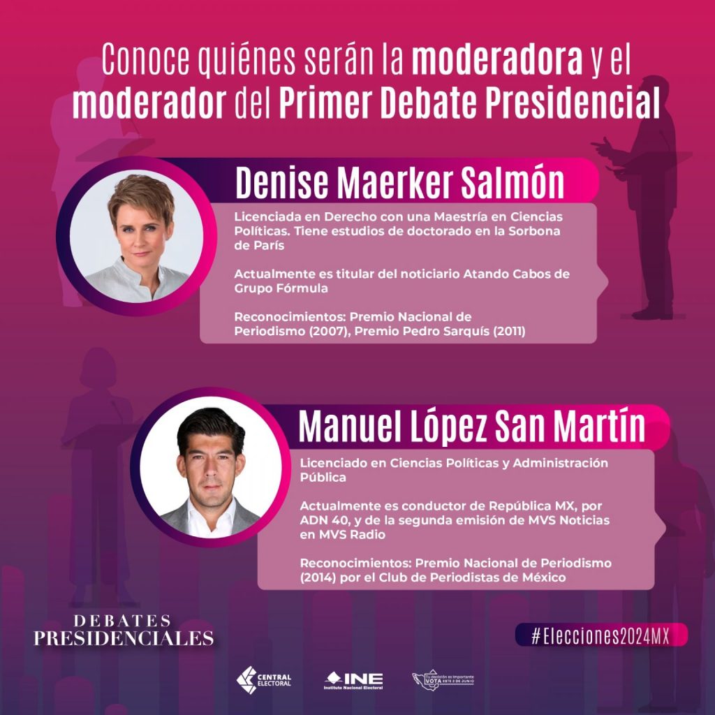Denise Maerker y Manuel López San Martín moderarán el primer debate presidencial - denise-maerker-y-manuel-lopez-san-martin-2-1024x1024