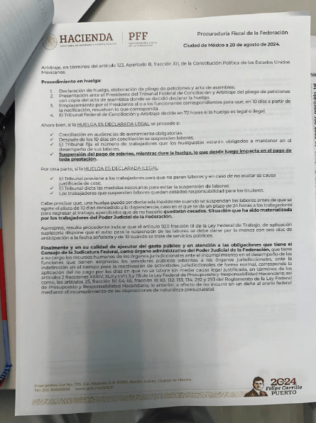 Gobierno Federal pide al CJF suspender salario a trabajadores en paro - posicionamiento-de-la-shcp-sobre-paro-del-poder-judicial