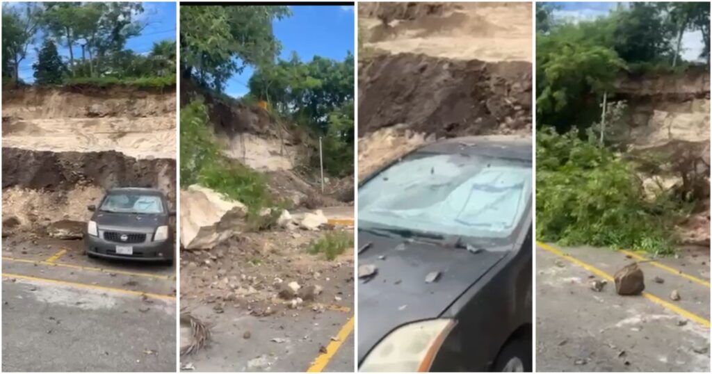 Deslave en estacionamiento del CRIT en Cancún causa daños materiales