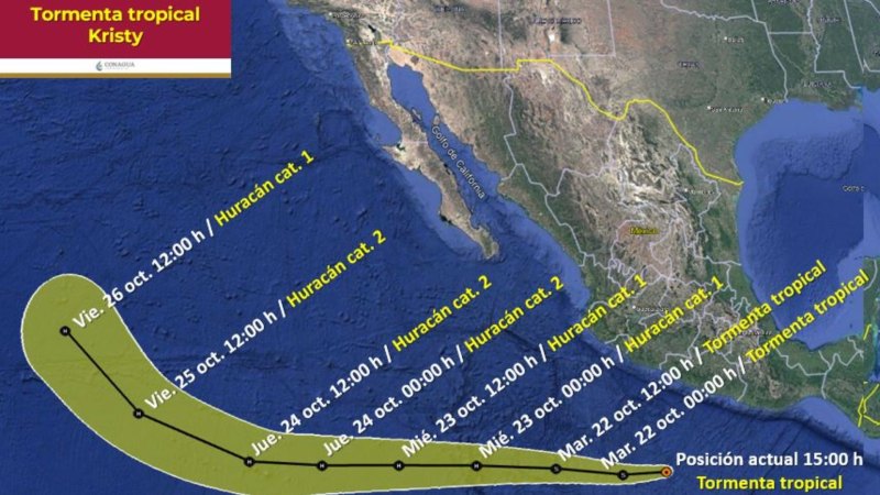 Se forma tormenta tropical “Kristy” al sur de Guerrero y Michoacán - tormenta-tropical-kristy-1-1024x576