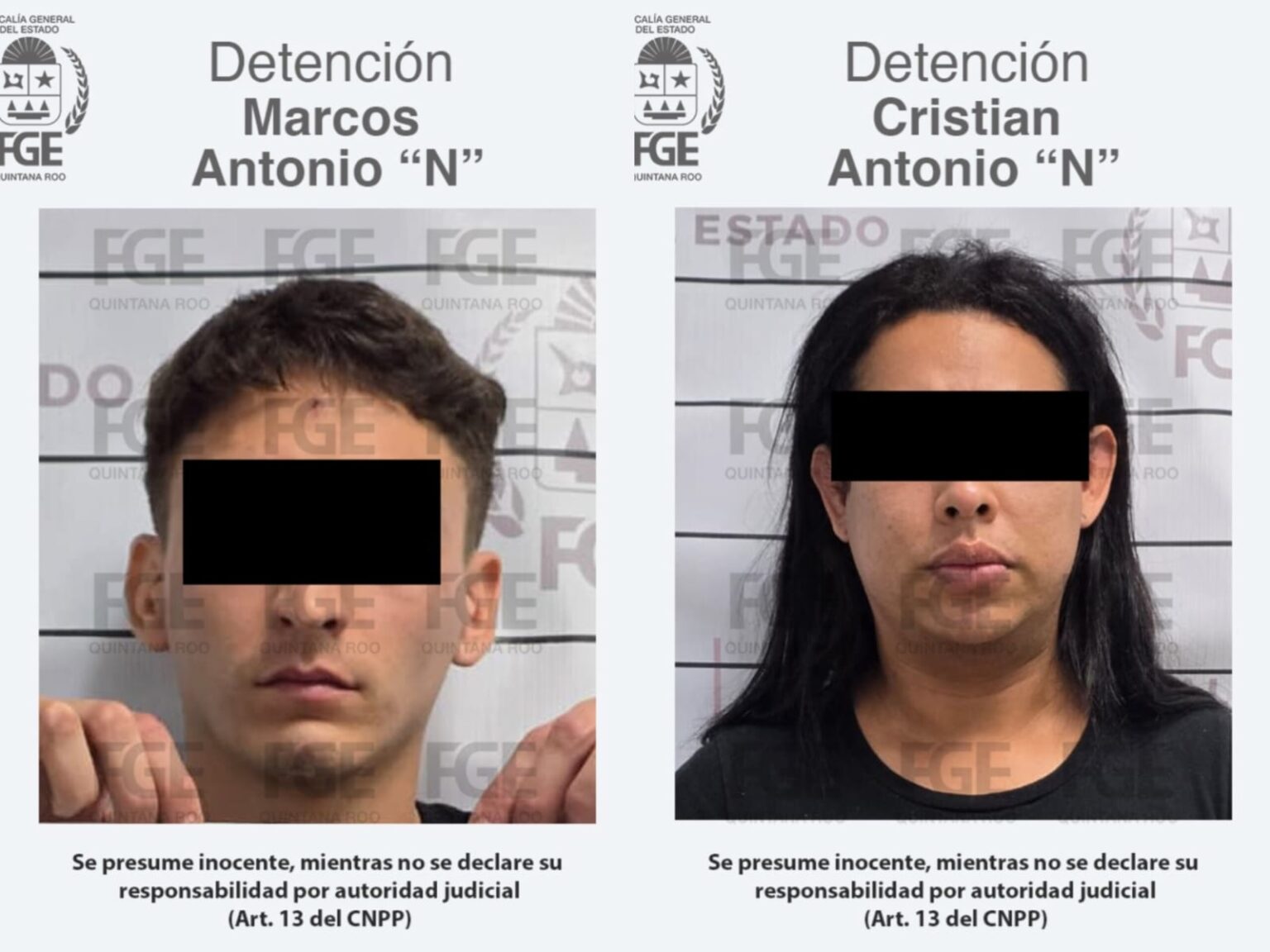 Capturan FGE Quintana Roo y Policía Municipal a dos personas por extorsión, relacionados con incendio de vehículos en Playa del Carmen