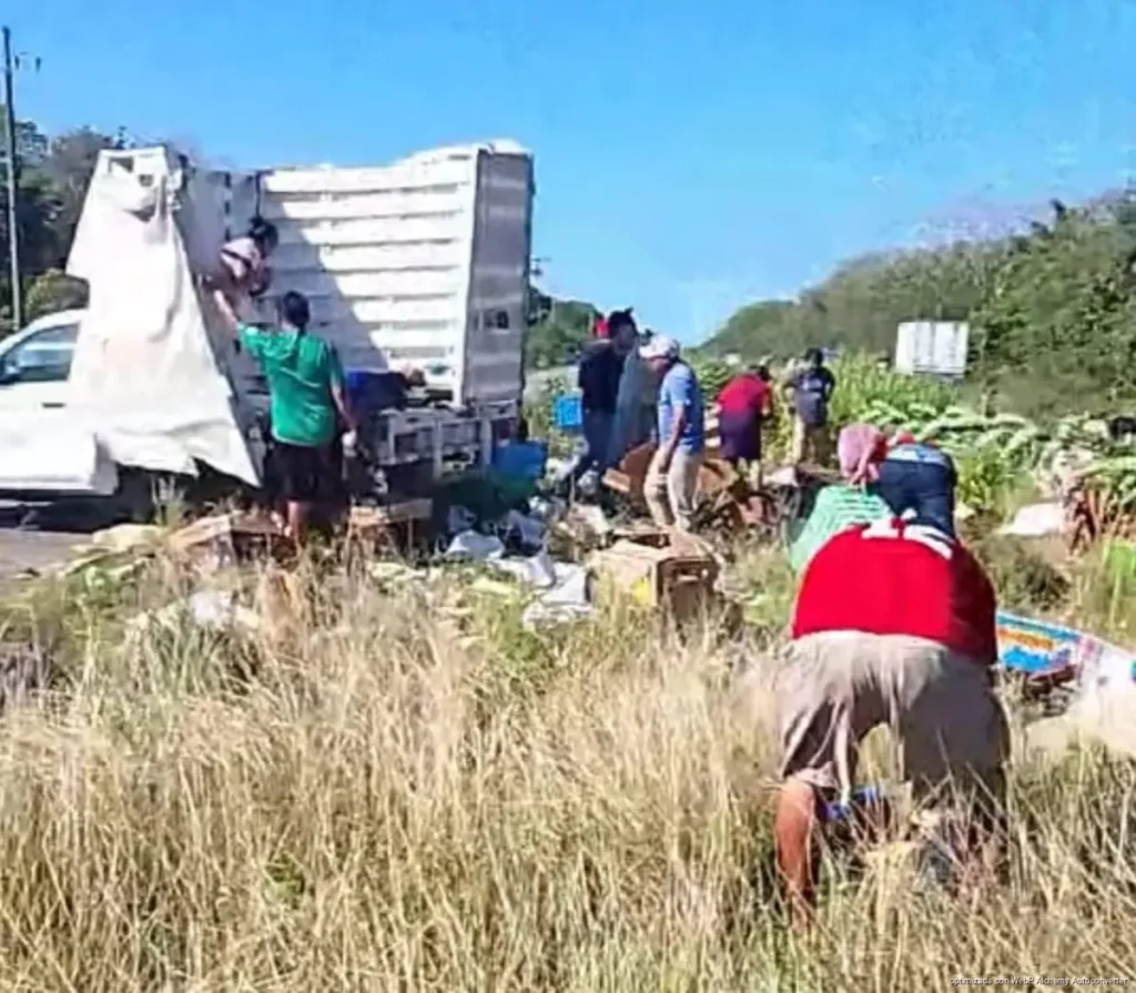 Conductores rapiñan camioneta de frutas y verduras cerca de Bacalar
