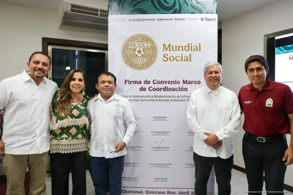 Mara Lezama firma convenio Proyecto Mundial Social 2026 para impulsar el deporte como herramienta de bienestar