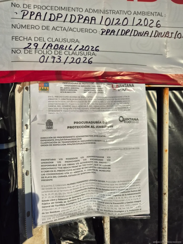 LE CAEN CON TODO A THE FIVES: Clausura la PPA el predio en Xcalacoco por vertido al mar