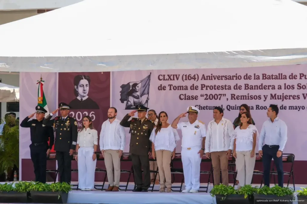 Encabeza Mara Lezama Toma de Protesta de Bandera de 284 conscriptos del Servicio Militar Nacional en Quintana Roo
