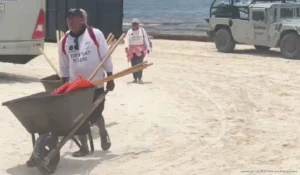 Marina refuerza limpieza de sargazo en costas de Tulum Marina refuerza limpieza de sargazo en costas de Tulum