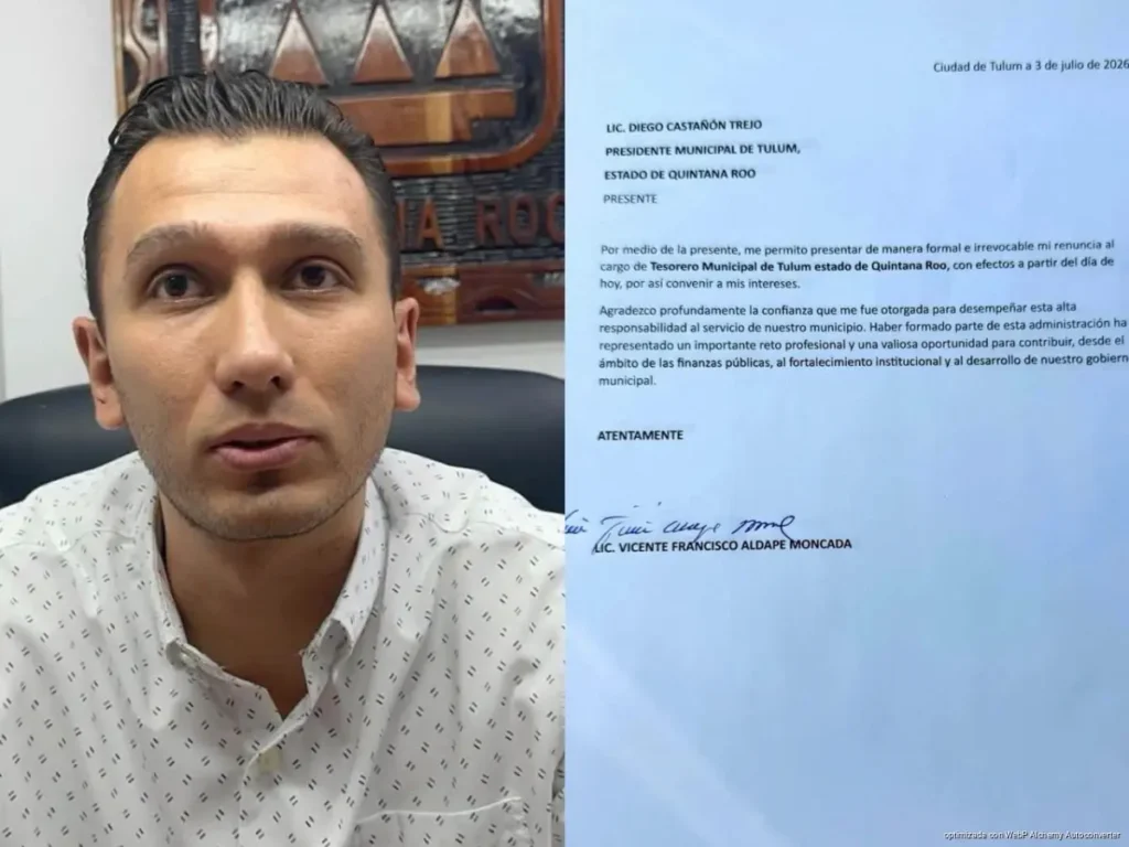 Es oficial, renuncia Vicente Aldape a la tesorería de Tulum