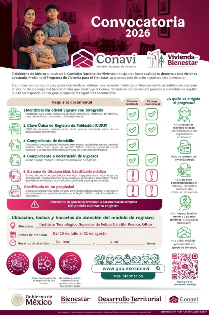 Abren registro para 2 mil viviendas para personas sin INFONAVIT en Quintana Roo