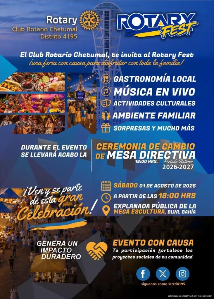 Rotary Club Chetumal renovará su mesa directiva con magno evento en la Megaescultura Rotary Club Chetumal renovará su mesa directiva con magno evento en la Megaescultura