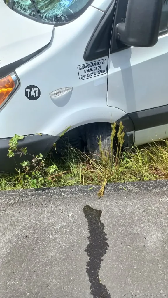 Van turística sale de la carretera 307 en Puerto Morelos tras falla de neumático