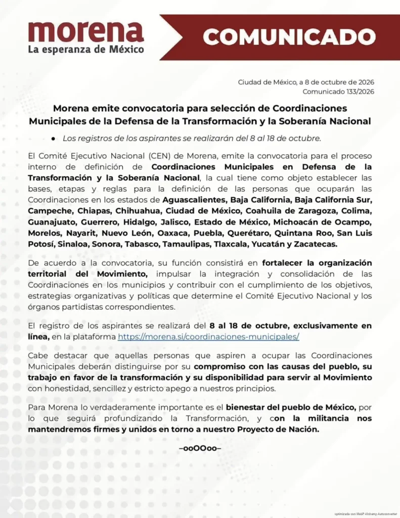 Morena permitirá elegir coordinaciones municipales sin encuesta y con alcaldes en funciones
