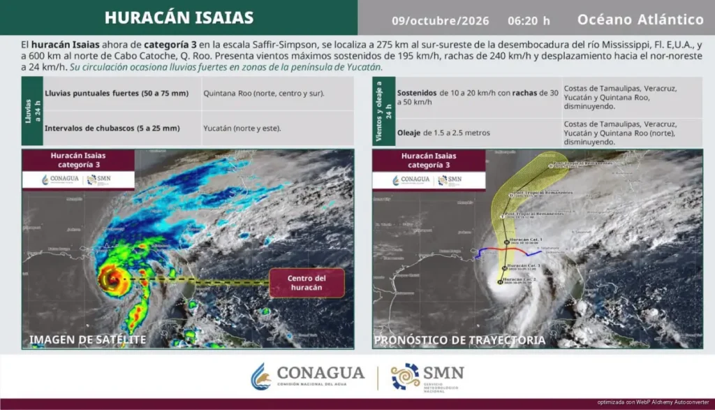 Huracán Isaías alcanza categoría 3 y deja lluvias fuertes en Quintana Roo Huracán Isaias alcanza categoría 3 y deja lluvias fuertes en Quintana Roo